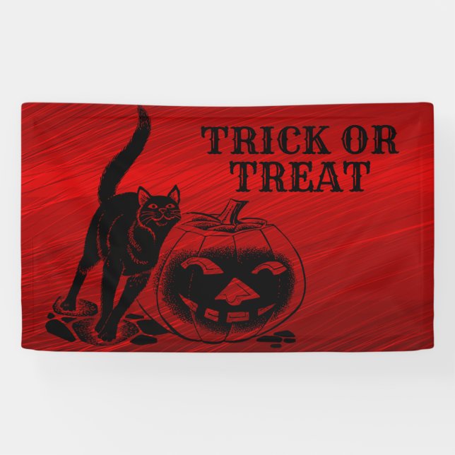 Halloween-Party Evil Black Cat Pumpkin Red Beängst Banner (Horizontal)