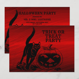 Halloween-Party Evil Black Cat Pumpkin Red Beängst Einladung