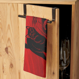 Halloween-Party Evil Black Cat Pumpkin Red Beängst Geschirrtuch