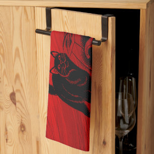 Halloween-Party Evil Black Cat Pumpkin Red Beängst Geschirrtuch