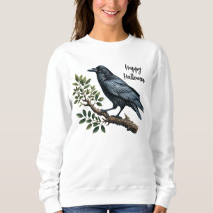 Halloween-Party Evil Black Crow Green Blätter Frau Sweatshirt