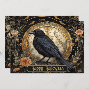 Halloween-Party Evil Black Crow Orange Blume Einladung