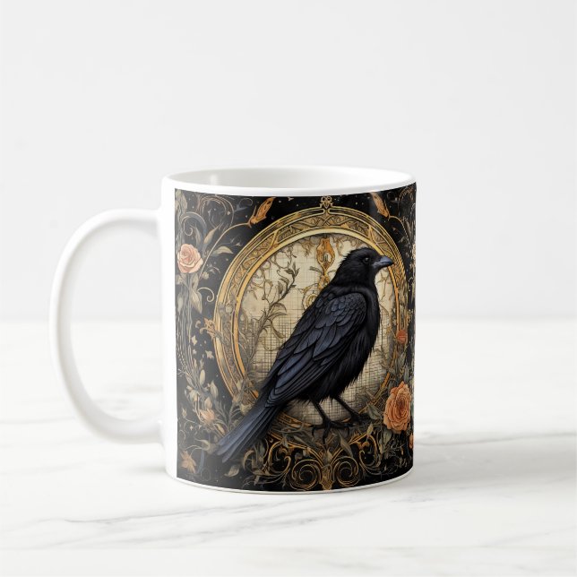 Halloween-Party Evil Black Crow Orange Blume Kaffeetasse (Links)