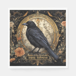 Halloween-Party Evil Black Crow Orange Blume Serviette