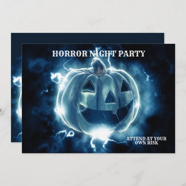 Halloween-Party Evil Blue Pumpkin Horror Beängstig Einladung (Vorne/Hinten)