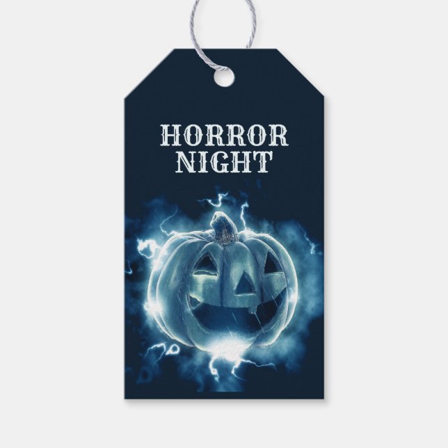Halloween-Party Evil Blue Pumpkin Horror Beängstig Geschenkanhänger (Vorderseite)