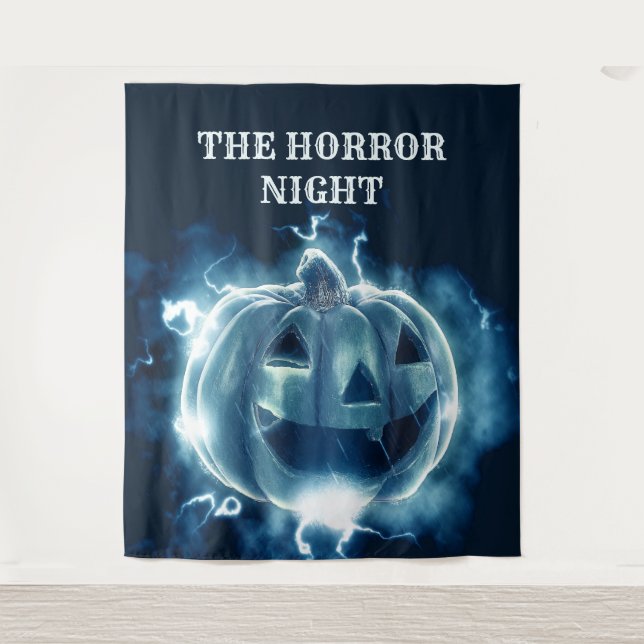 Halloween-Party Evil Blue Pumpkin Horror Beängstig Wandteppich (Vorderseite)