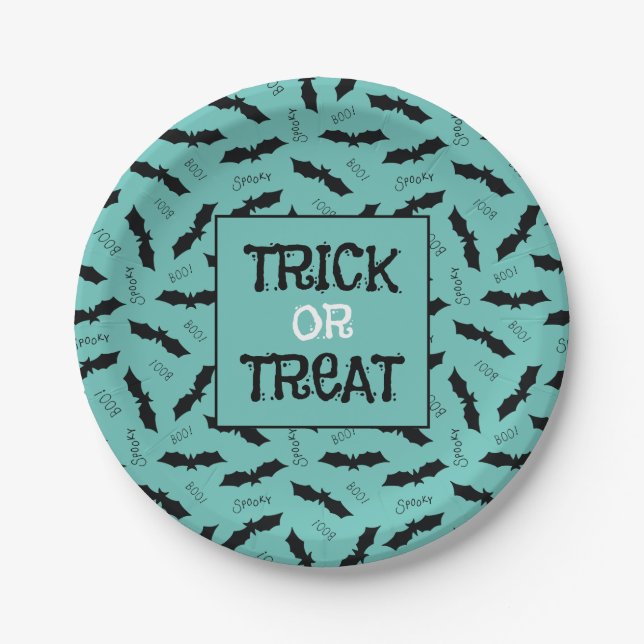 Halloween-Party-Fledermäuse, Trick oder Treten Pappteller (Vorderseite)