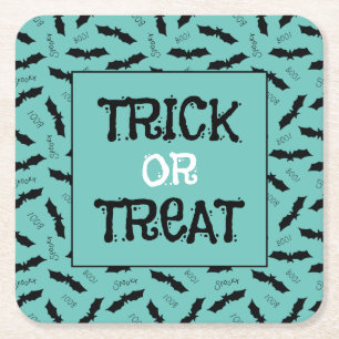 Halloween-Party-Fledermäuse, Trick oder Treten Rechteckiger Pappuntersetzer