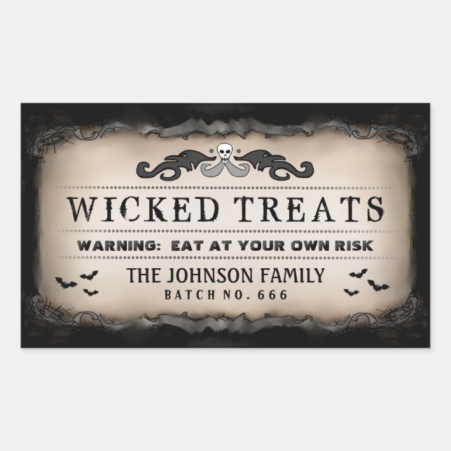 Halloween-Party Food oder Drink Black & Brown Labe Rechteckiger Aufkleber (Vorderseite)