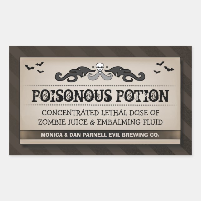 Halloween-Party Food oder Drink Black & Brown Labe Rechteckiger Aufkleber (Vorderseite)