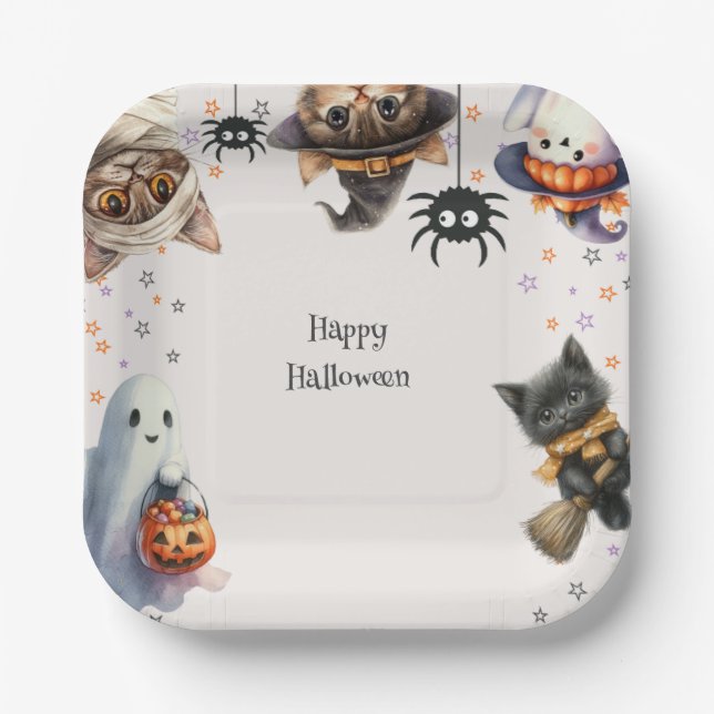 Halloween-Party für niedliche Kinder Pappteller (Vorderseite)