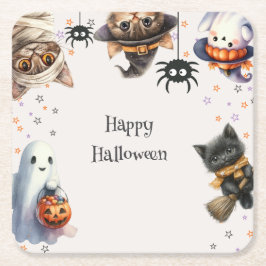 Halloween-Party für niedliche Kinder Rechteckiger Pappuntersetzer