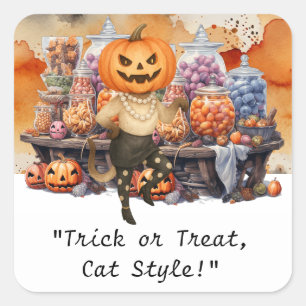 Halloween-Party für Siamkatzen-Liebhaber Quadratischer Aufkleber
