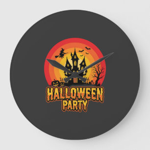 Halloween-Party Geister Schloss Retro Vektor Große Wanduhr