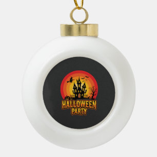 Halloween-Party Geisterburg Retro Vektor Keramik Kugel-Ornament