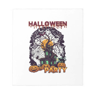 Halloween-Party Geisterhaus Baum Kürbisse Schwarz  Notizblock