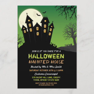 Halloween-Party Geisterhaus Horror Fledermäuse Ein Einladung
