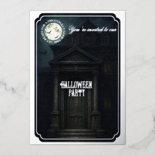 Halloween-Party - Geisterhaus & Vollmond Folieneinladung
