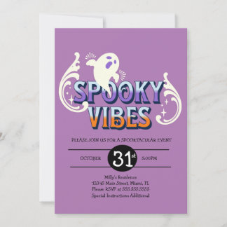 Halloween-Party Ghost Spooky Vibes Geburtstag Lila Einladung