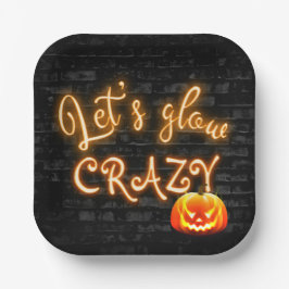 Halloween-Party Glow Sign mit Jack-o-Laterne Pappteller