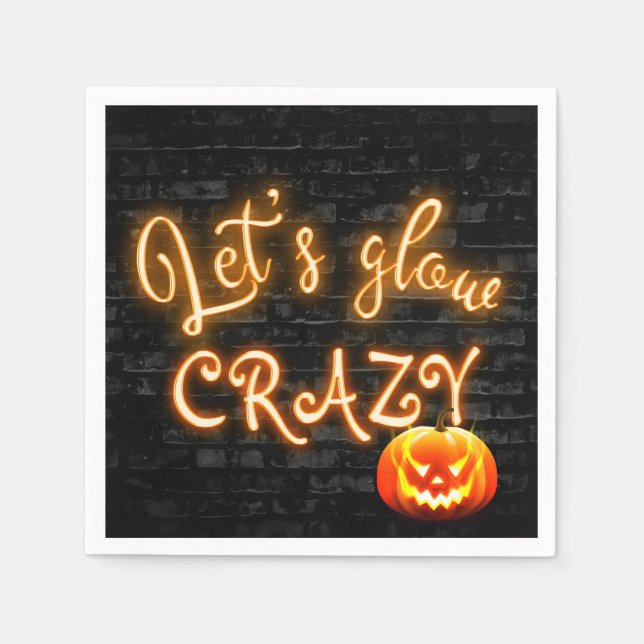 Halloween-Party Glow Sign mit Jack-o-Laterne Serviette (Vorderseite)