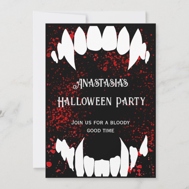 Halloween-Party Gothic Blood Spatter Vampire Einladung (Vorderseite)