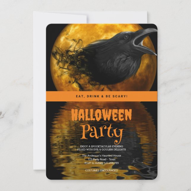 Halloween-Party Gothic Crow Einladung (Vorderseite)