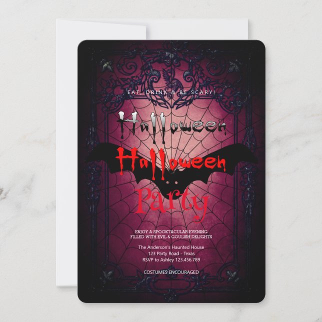 Halloween-Party Gothic Das Web der Spinne Einladung (Vorderseite)