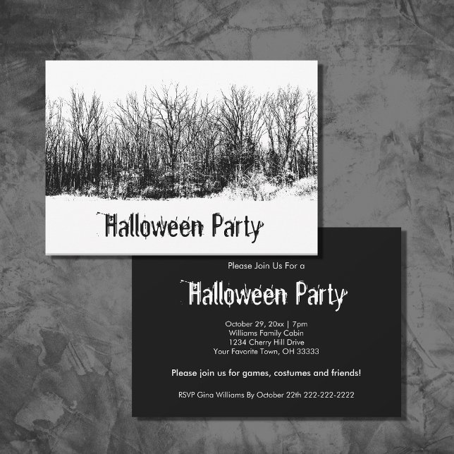 Halloween-Party Gothic Schwarz-weiß Spooky Einladung (Von Creator hochgeladen)