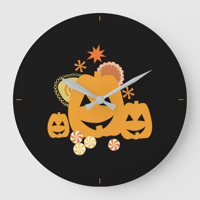Halloween-Party Große Wanduhr (Vorderseite)