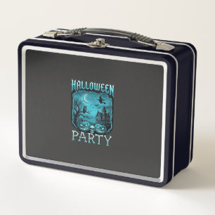 Halloween-Party Grusel-Haus Kürbisse Totenkopf Hex Metall Brotdose