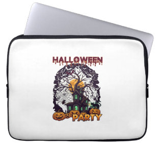 Halloween-Party Gruselhaus Baum Kürbisse Schwarz Laptopschutzhülle