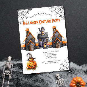 Halloween-Party Gruselhaus Kürbisse Einladung