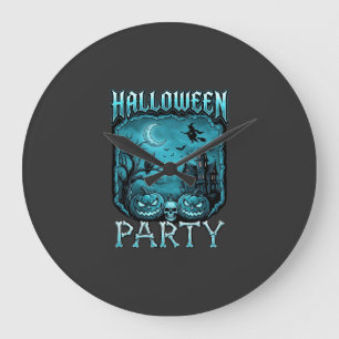 Halloween-Party Gruselhaus Kürbisse Totenkopf Hexe Große Wanduhr