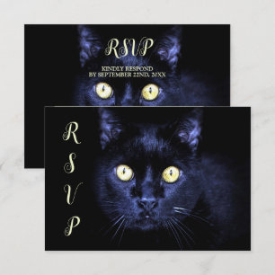 Halloween-Party Gruselige Schwarze Katze Horror-Na RSVP Karte
