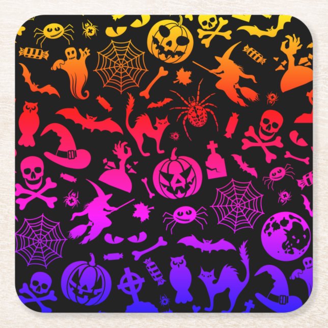 Halloween-Party Happy Halloween Neon spukhaft beän Rechteckiger Pappuntersetzer (Vorderseite)