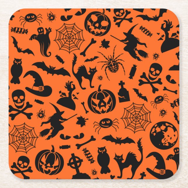 Halloween-Party Happy Halloween Schwarzer Spaß Rechteckiger Pappuntersetzer (Vorderseite)