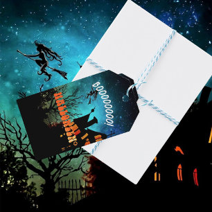 Halloween-Party Hexen Dark House Orange Geschenkanhänger