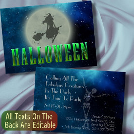 Halloween-Party Hexenmondskelett Modernes, elegant Einladung