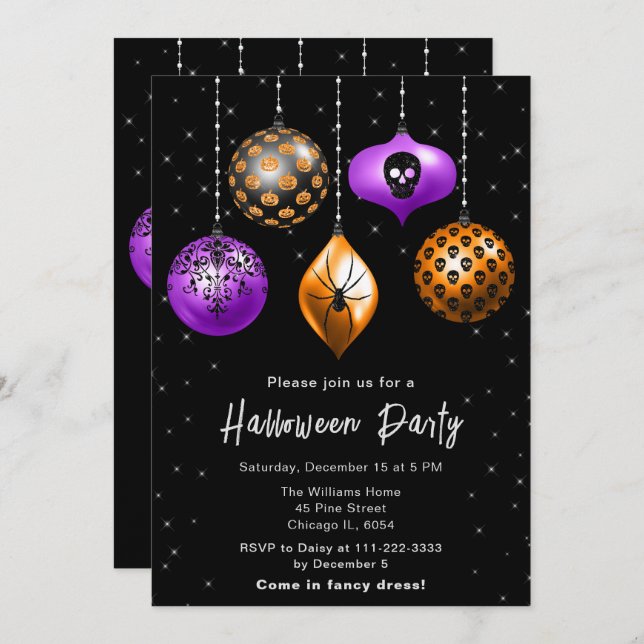 Halloween-Party Holiday Ornaments Einladung (Vorne/Hinten)