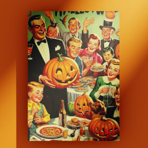 Halloween-Party-Illustration im Vintage-Stil Postkarte