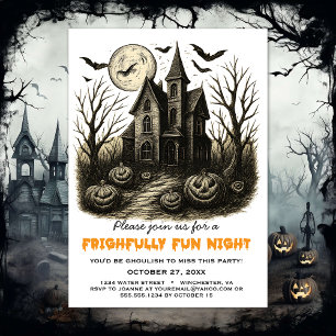 Halloween-Party im Spuk Schwarz-Weiß-Haus Einladung