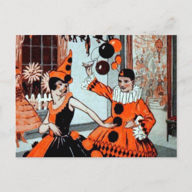 Halloween-Party in Orange und Schwarz Postkarte (Vorderseite)