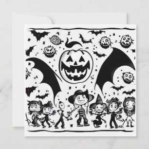 Halloween-Party in Schwarz und Weiß Karte