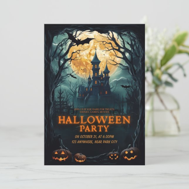 Halloween-Party individuelle Einladung (Stehend Vorderseite)