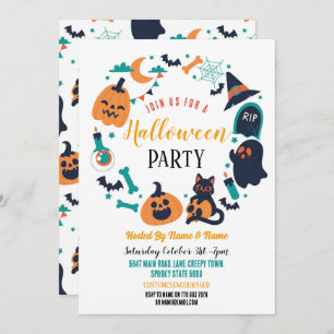 Halloween-Party Invite Ghosts Pumpkins Einladung