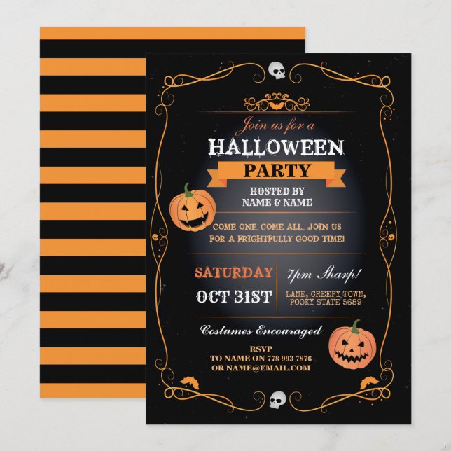 Halloween-Party Invite Pumpkins Beängstigender Hor Einladung (Vorne/Hinten)