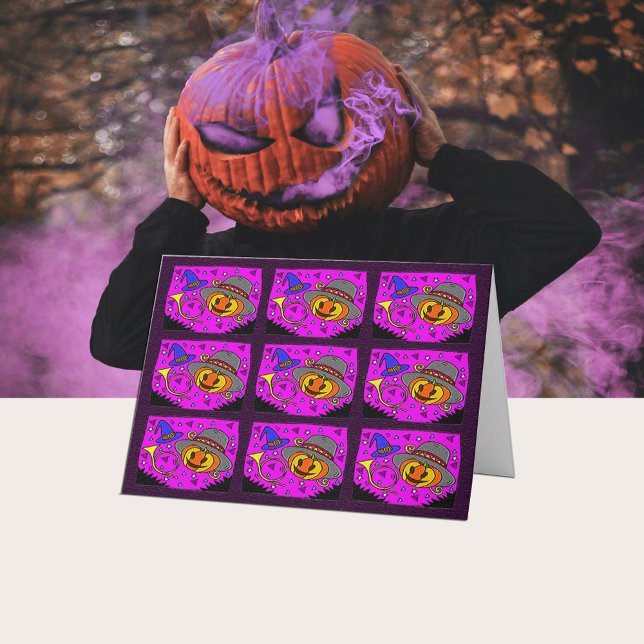Halloween-Party, Jack o' Lantern und Muster Karte (Halloween Party, Jack o' Lantern and Bugle Pattern Card)