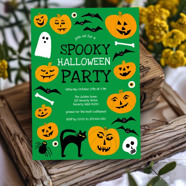 HALLOWEEN-PARTY Jack-o-Signalleuchten Niedlich Einladung (HALLOWEEN PARTY Jack-o-lanterns Cute Custom Invitation
)